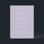 Invitation Mariage élégant Celine Lilac<br><div class="desc">Invitations de mariage classiques avec un design simple et intemporel avec un script élégant et des polices serif traditionnelles.</div>