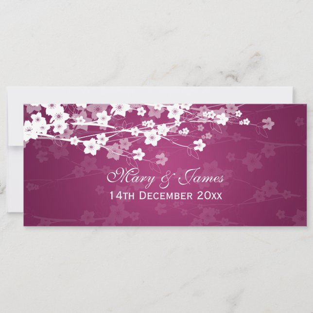 Invitation Mariage Élégant Cerisier Fleur de Prunier (Devant)