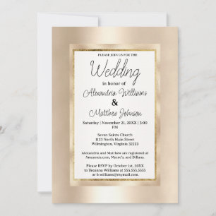 Invitation Mariage élégant champagne blanc or glamour