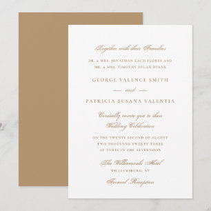 Invitation Mariage Élégant Champagne Or Neutre