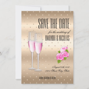 Invitation Mariage élégant champagne rose or Économisez la da