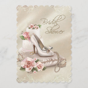 Invitation Mariage élégant chaussure à talons hauts perles