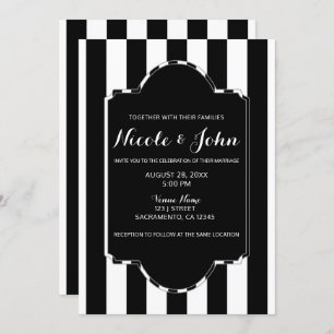 Invitation Mariage élégant chic moderne de rayures blanches
