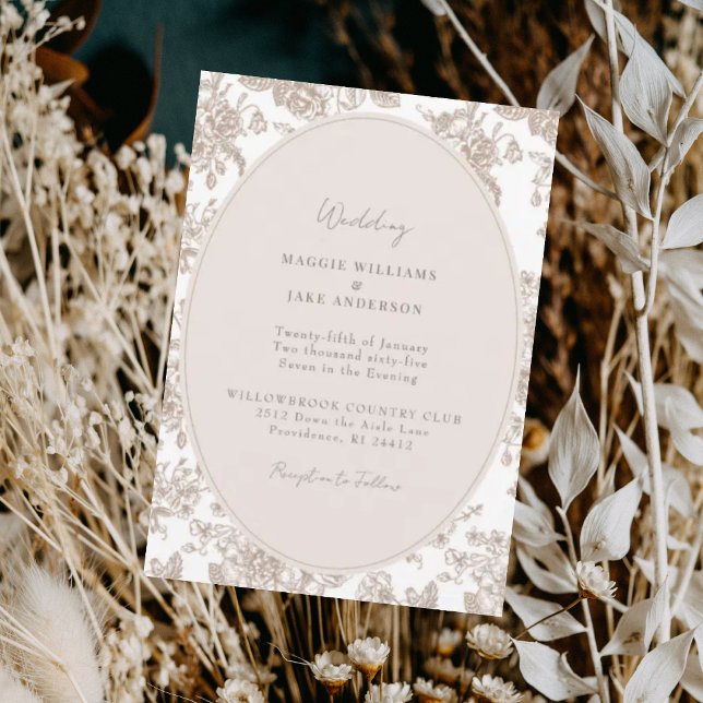 Invitation Mariage Élégant Chinoiserie Crème (Créateur téléchargé)