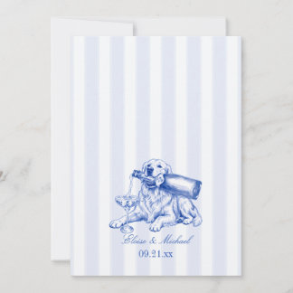 Invitation Mariage Élégant Chinoiserie Golden Retriever