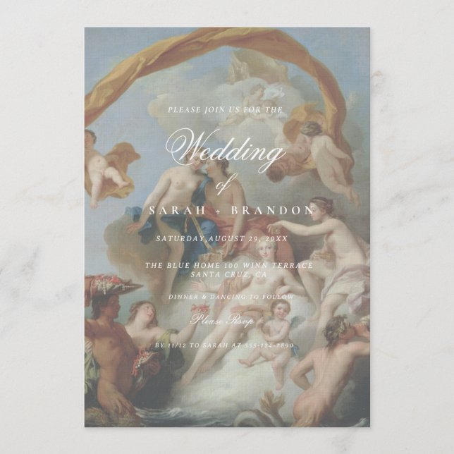 Invitation Mariage Élégant Classique Ancienne peinture (Devant)