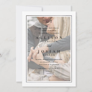 Invitation Mariage Élégant Classique Argent Photo