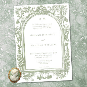 Invitation Mariage Élégant Classique avec Cadre Floral en Arc