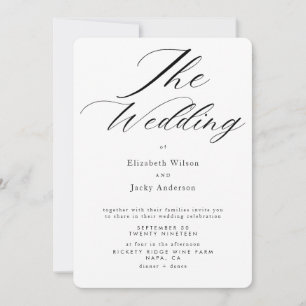Invitation Mariage élégant classique avec QR code noir et bla