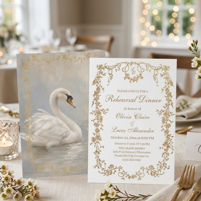 Invitation Mariage élégant classique blanc et or royal (Créateur téléchargé)