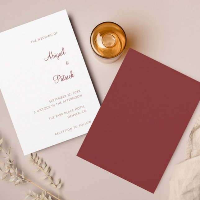 Invitation Mariage Élégant Classique Bourgogne & Blanc  (Créateur téléchargé)