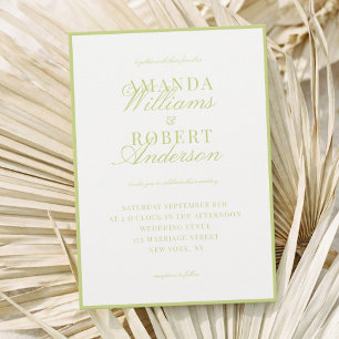 Invitation Mariage Élégant Classique Citron Vert Ancienne For