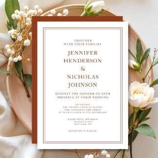 Invitation Mariage Élégant Classique Formel Terracotta