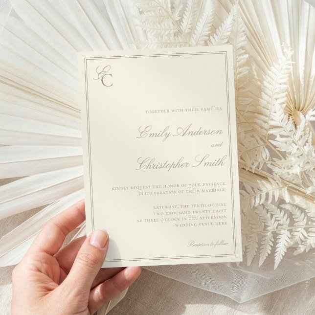 Invitation Mariage Élégant Classique Ivoire (Créateur téléchargé)