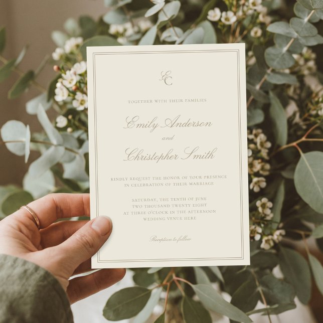 Invitation Mariage Élégant Classique Ivoire (Créateur téléchargé)