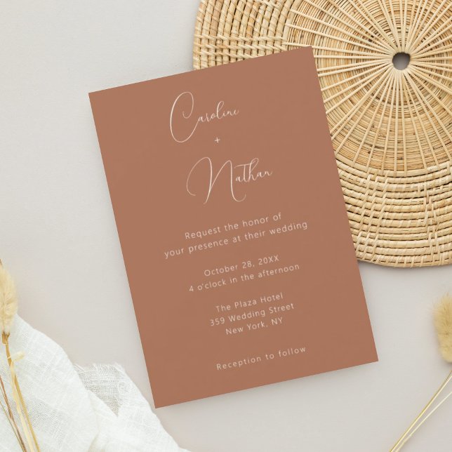 Invitation Mariage Élégant Classique Moderne Terracotta & Bla (Créateur téléchargé)