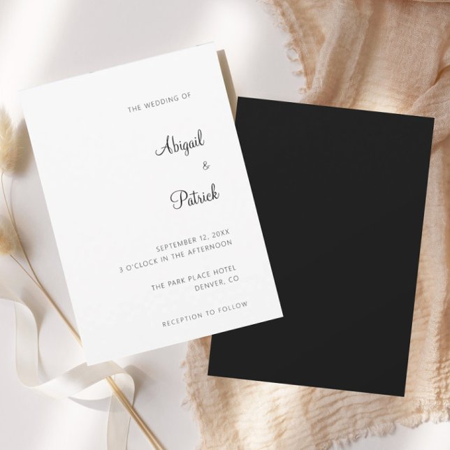 Invitation Mariage Élégant Classique Noir & Blanc (Créateur téléchargé)