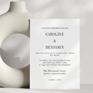 Invitation Mariage Élégant Classique Noir Blanc Minimaliste M