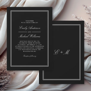 Invitation Mariage élégant classique noir simple