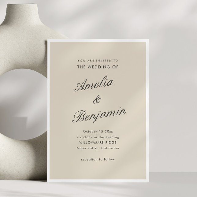 Invitation Mariage Élégant Classique Noms de Couple en Script (Créateur téléchargé)