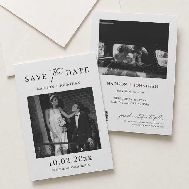 Invitation Mariage Élégant Classique Photo de Save the Date (Créateur téléchargé)