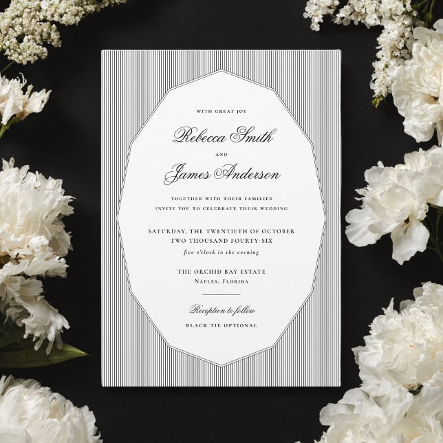 Invitation Mariage Élégant Classique Rayures Noires Formel (Créateur téléchargé)
