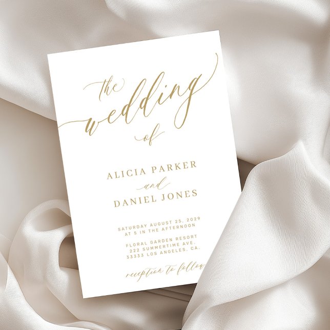 Invitation Mariage élégant classique simple blanc or (Créateur téléchargé)