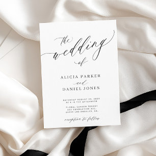 Invitation Mariage élégant classique simple noir et blanc