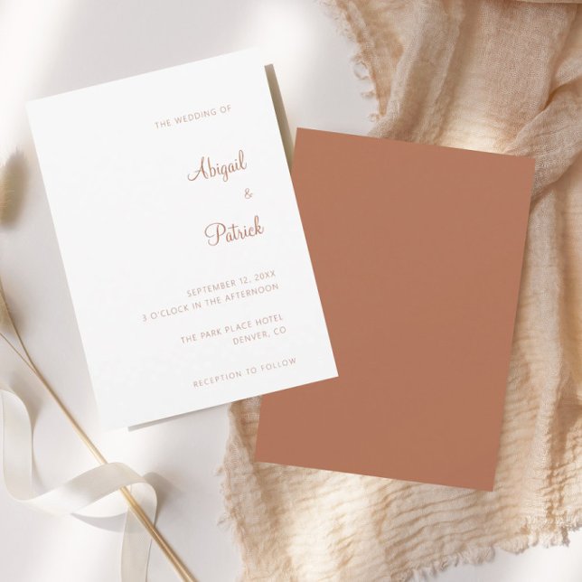 Invitation Mariage Élégant Classique Terracotta et Blanc (Créateur téléchargé)