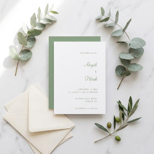 Invitation Mariage Élégant Classique Vert Sauge & Blanc