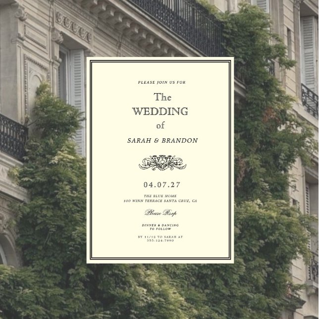 Invitation Mariage Élégant Classique Vintage (Créateur téléchargé)
