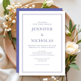 Invitation Mariage élégant classique violet blanc