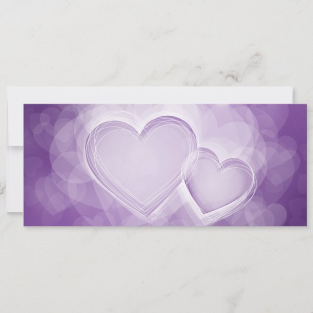 Invitation Mariage élégant Coeurs modernes violet (Devant)