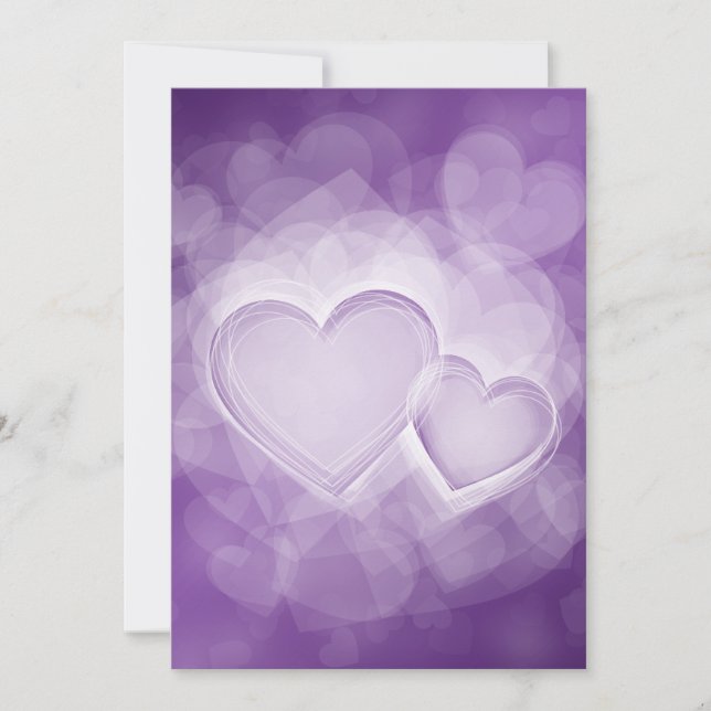 Invitation Mariage élégant Coeurs modernes violet (Devant)