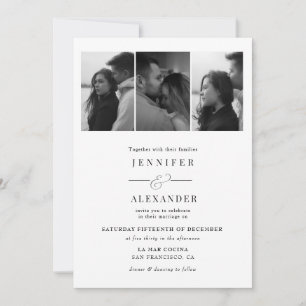Invitation Mariage Élégant Collage Photo