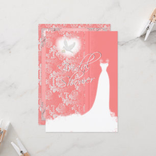 Invitation Mariage élégant corail damassé Shower