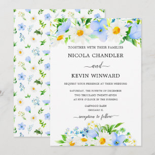 Invitation Mariage Élégant Daisy et Ne m'oubliez pas