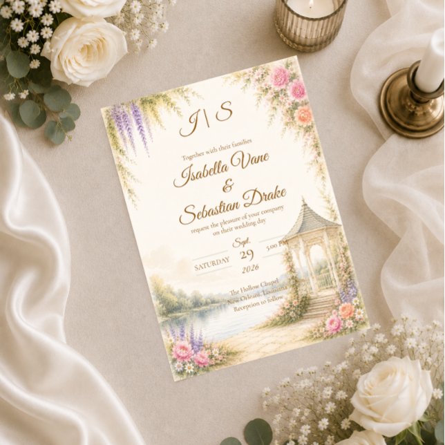 Invitation Mariage élégant dans un jardin (Créateur téléchargé)