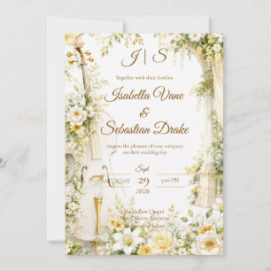 Invitation Mariage élégant dans un jardin musical