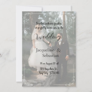 Invitation Mariage élégant dans une forêt brumeuse