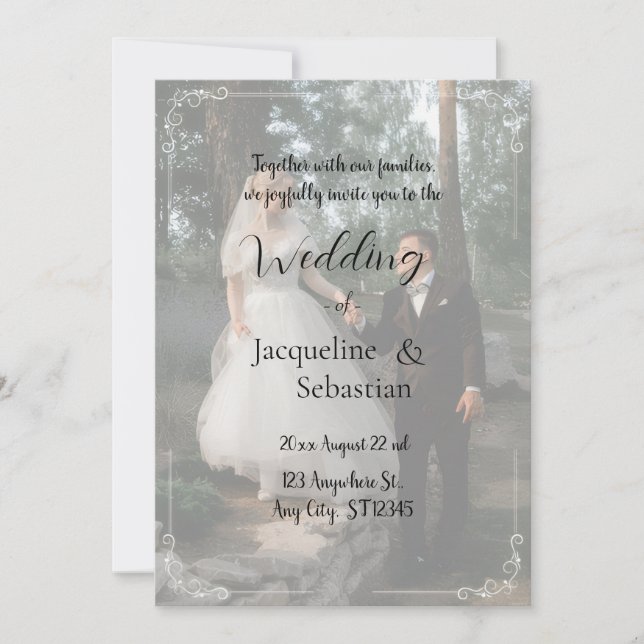 Invitation Mariage élégant dans une forêt brumeuse (Devant)