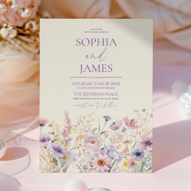 Invitation Mariage Élégant dans une Prairie de Fleurs Sauvage (Créateur téléchargé)