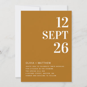 Invitation Mariage Élégant d'Automne Brun Moutarde Photo &