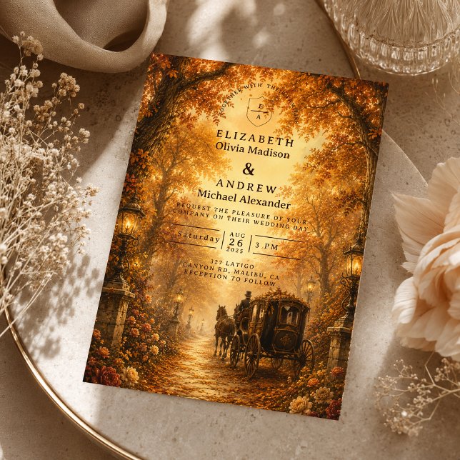 Invitation Mariage Élégant d'Automne de Style Ancien (Créateur téléchargé)