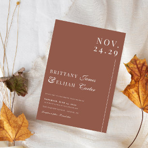 Invitation Mariage Élégant d'Automne en Terracotta Moderne et