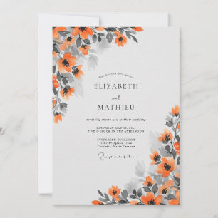 Invitation Mariage Élégant d'Automne Orange Rouille