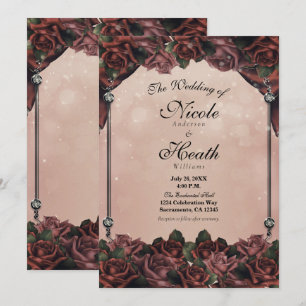 Invitation Mariage élégant d'automne Roses brun rouille Mocha