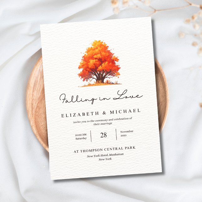 Invitation Mariage élégant d'automne Tomber en amour (Créateur téléchargé)