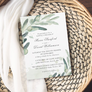 Invitation Mariage Élégant de Branche de Rameau d'Olivier