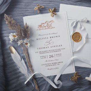 Invitation Mariage élégant de campagne rustique avec chevaux 